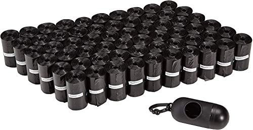 Amazon Basics Unscented Standard Dog Poop Bags with Dispenser and Leash Clip, 13 x 9 Inches, Blac... | Amazon (US)