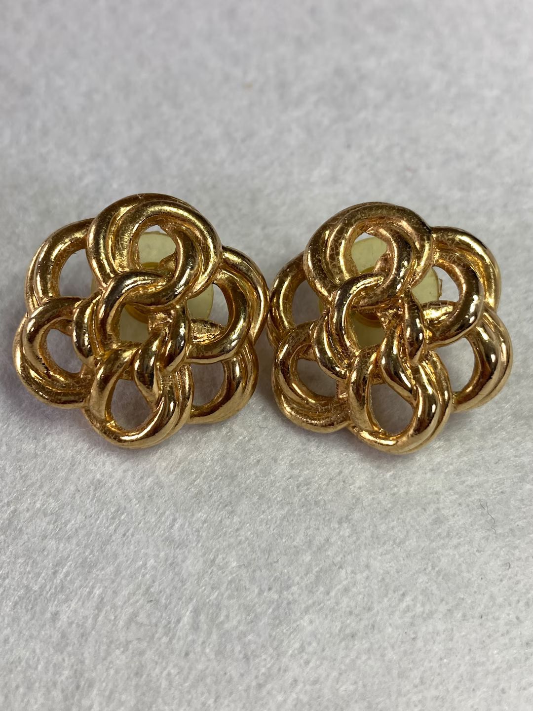 Vintage Trifari Gold Tone Floral Twist Knot Pierced Earrings | Etsy (US)