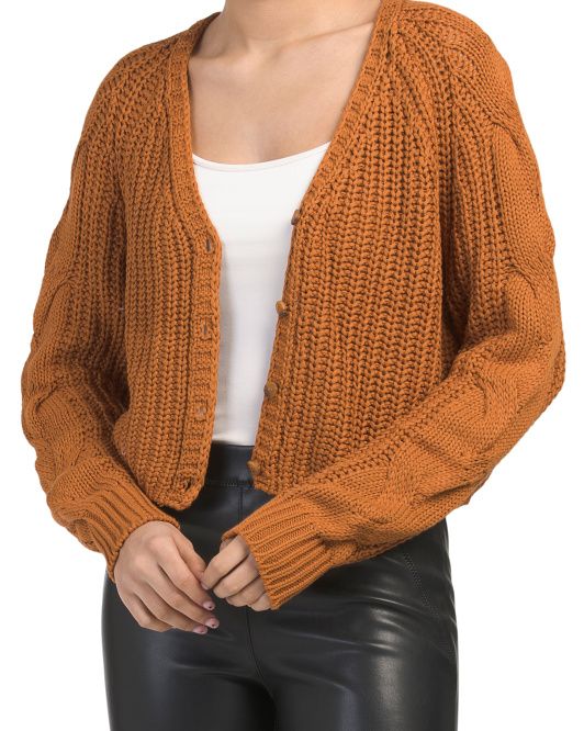 Cardigan With Cable Knit Sleeves | TJ Maxx