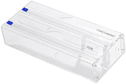 KDSKSC Plastic Wrap Dispenser with Cutter, Tin Foil Organizer for Drawer with 12 Labels, 2 in 1 Acry | Amazon (US)