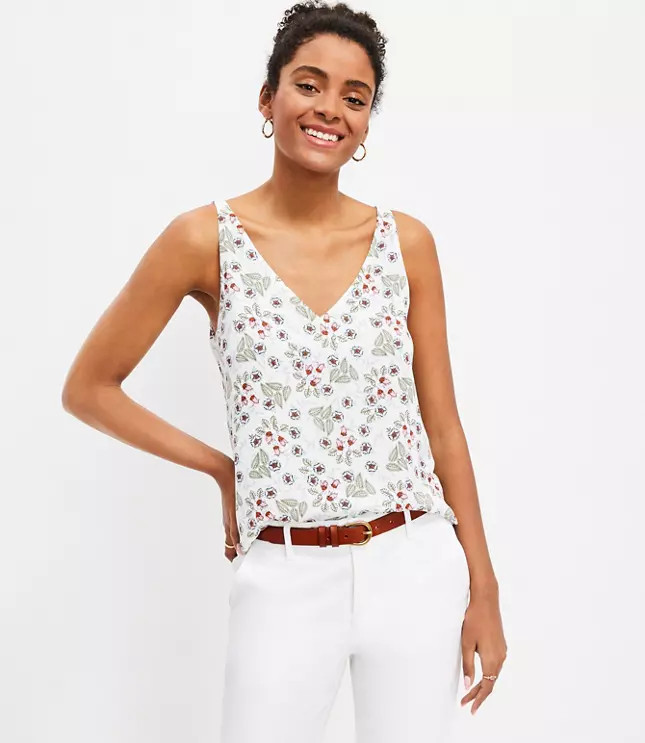 Floral Double V Shell | LOFT