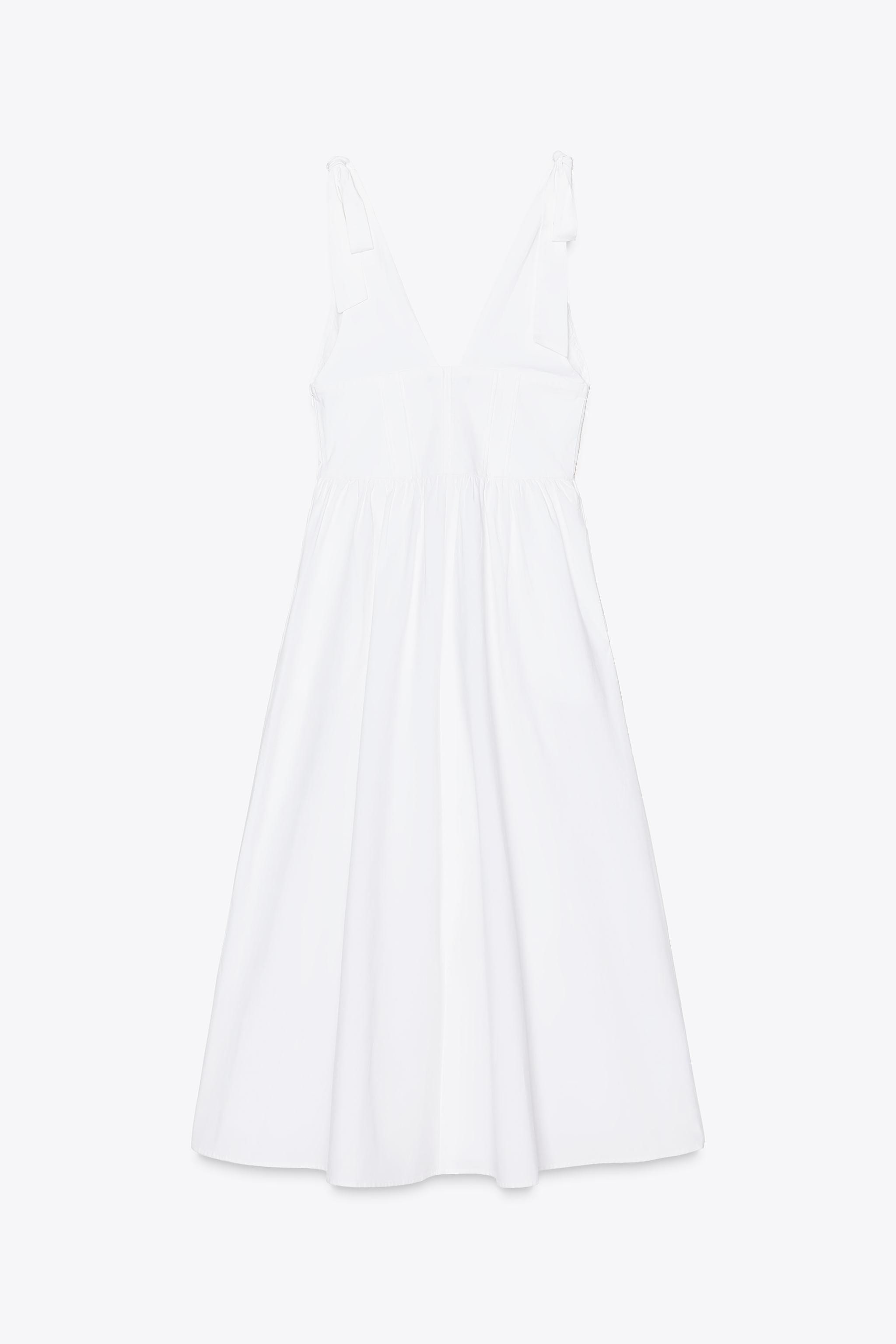 POPLIN MIDI DRESS WITH TIES | Zara UK