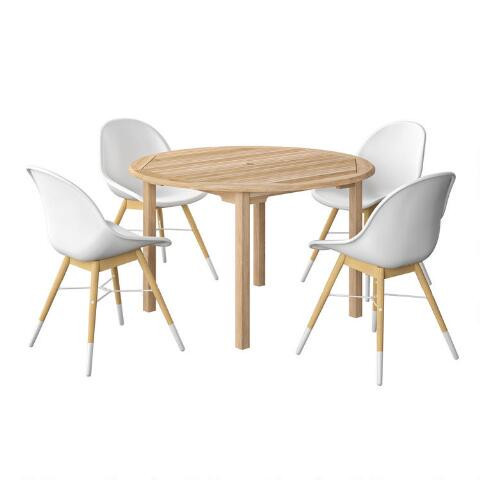 Karlovac Teak Wood 5 Piece Outdoor Dining Set | World Market