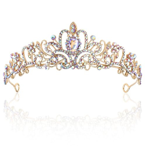 CIEHER Crystal Crown Purple AB Rhinestone Tiara for Women Girls - Royal Queen Crown for Gothic Wedding, Birthday, Prom, Costume Party | Amazon (US)