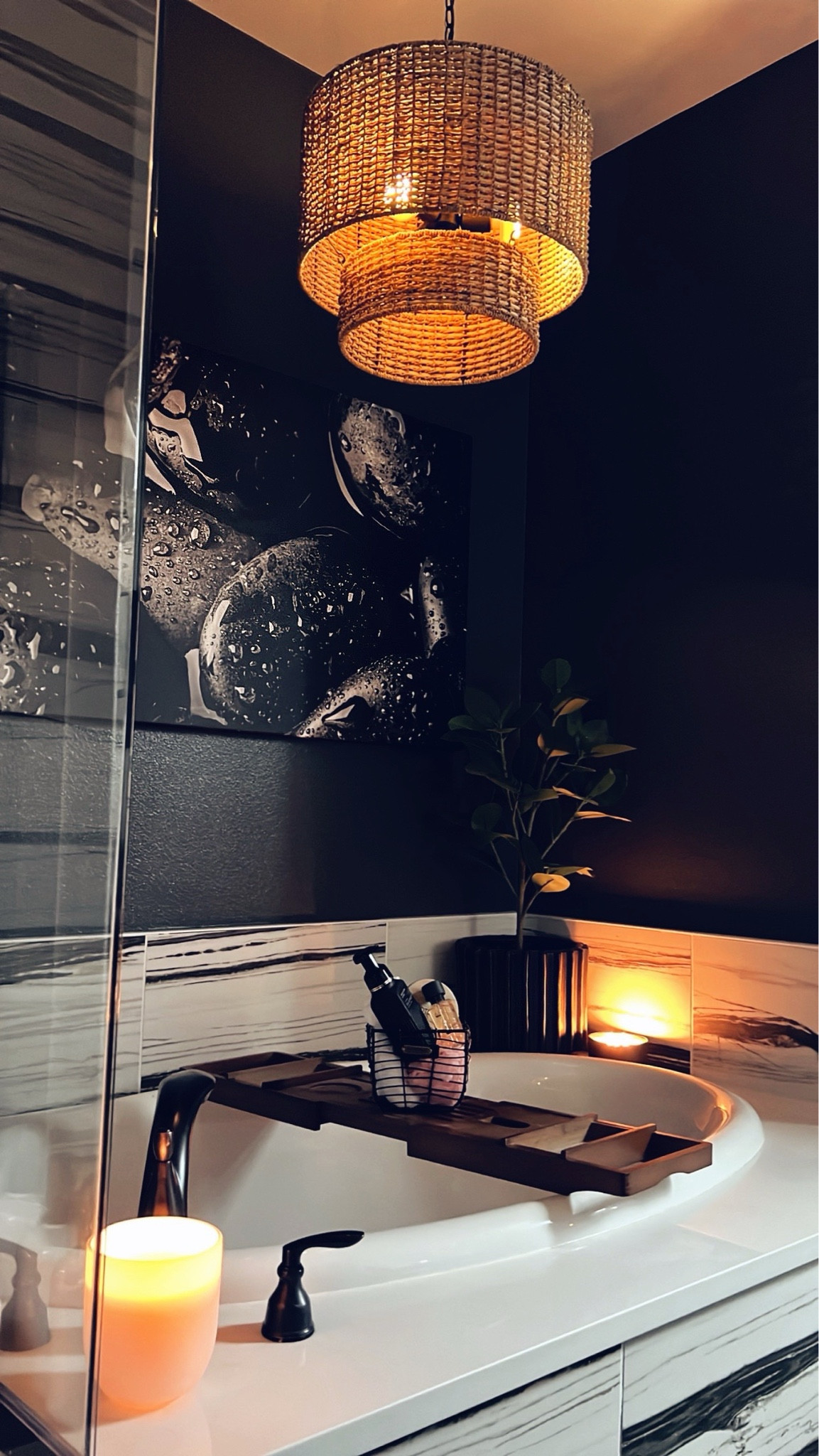 Spa bathroom, spa bath decor, bathroom decor, bath caddy, bamboo bath accessories, apothecary, 

#LTKHome