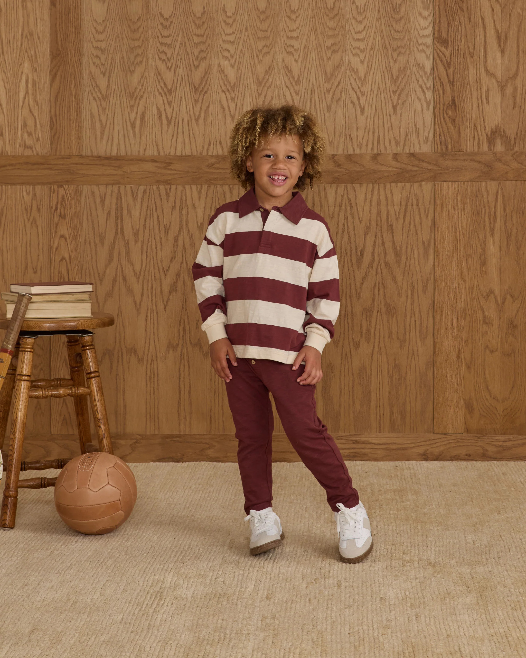 Rugby Polo || Burgundy Stripe | Rylee + Cru