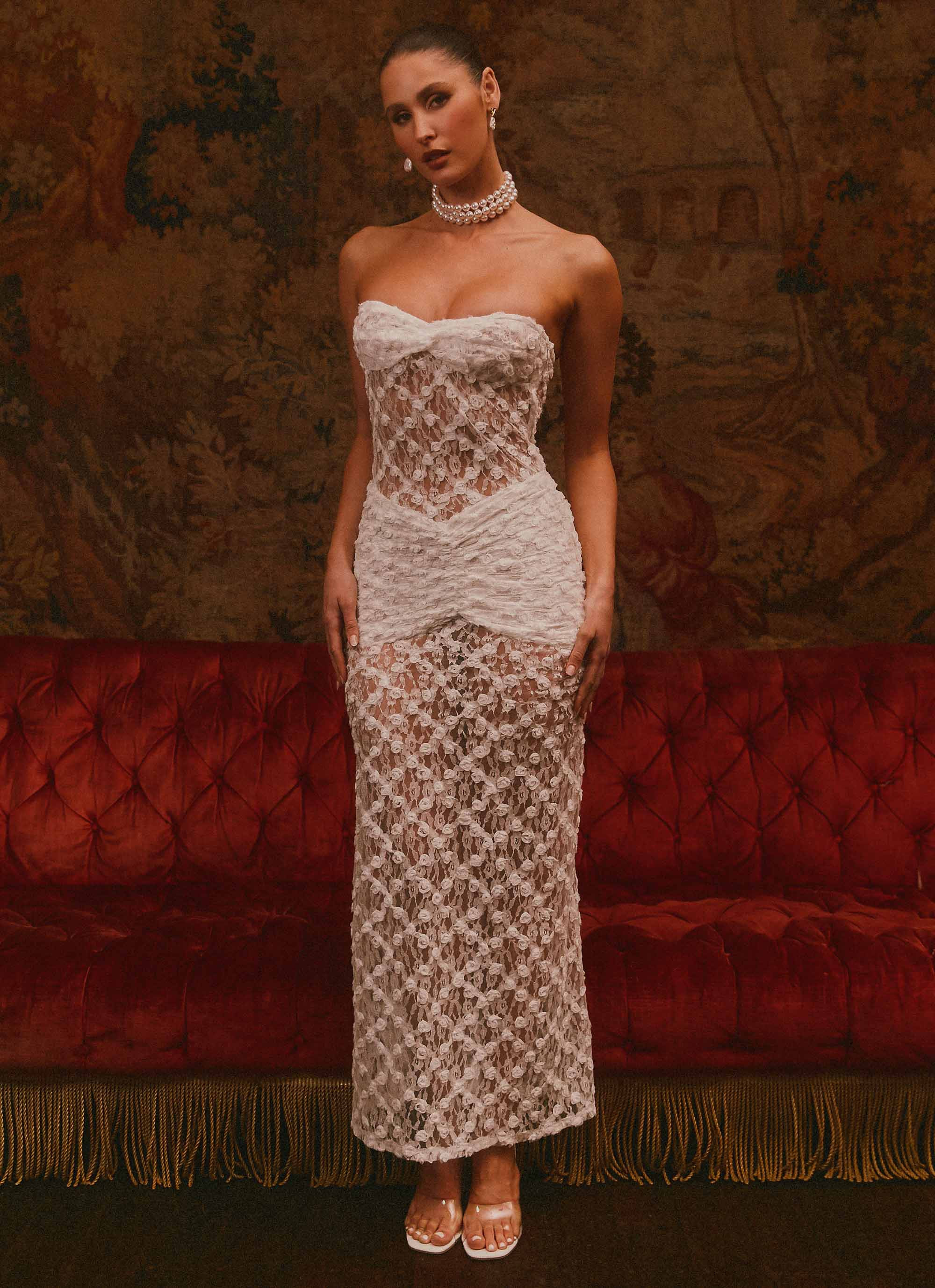Ottilie Lace Maxi Dress - White | Peppermayo (Global)