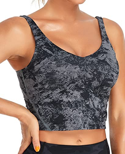 Oalka Sports Bra Womens Longline Padded Crop Yoga Tank Tops | Amazon (US)