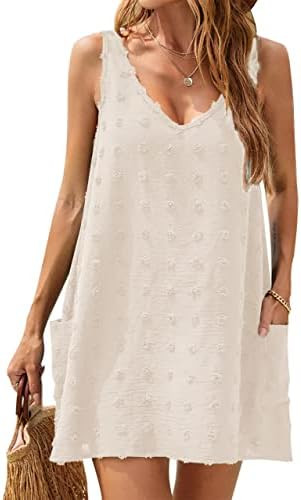 Blooming Jelly Womens Polka Dot Beach Cover Up Summer Dress V Neck Casual Swimsuit Coverup with P... | Amazon (US)