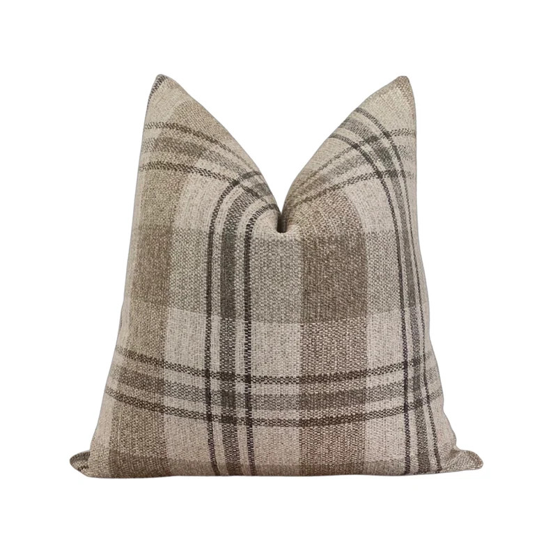 Beige, Gold, Gray Plaid Check Throw Pillow Cover, USA Made, Cover Only | Etsy (US)