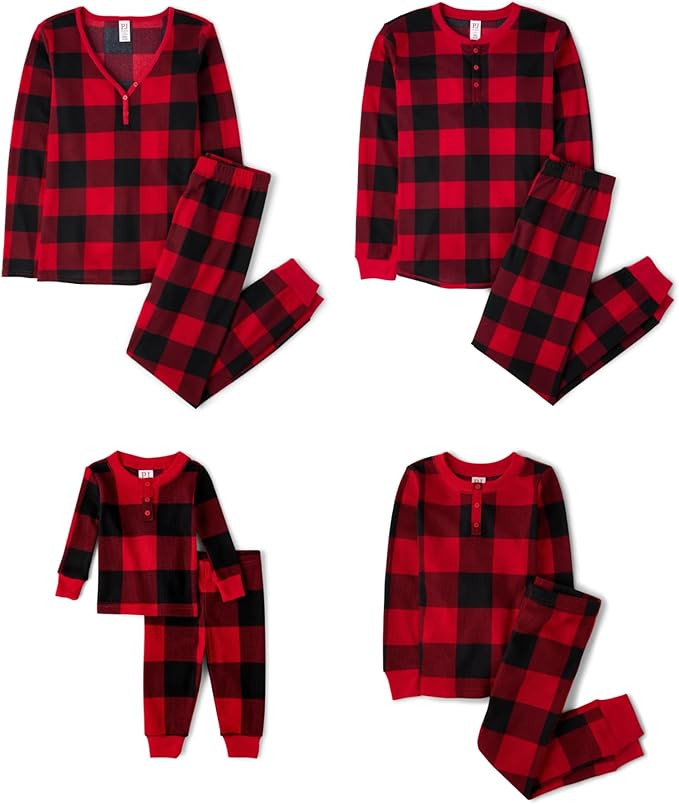The Children's Place Family Matching, Plaid Waffle 2 Piece Pajama Sets | Amazon (US)