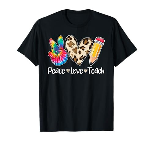 Tie Dye Hippie Peace Love Teach Teacher Appreciation T-Shirt | Amazon (US)