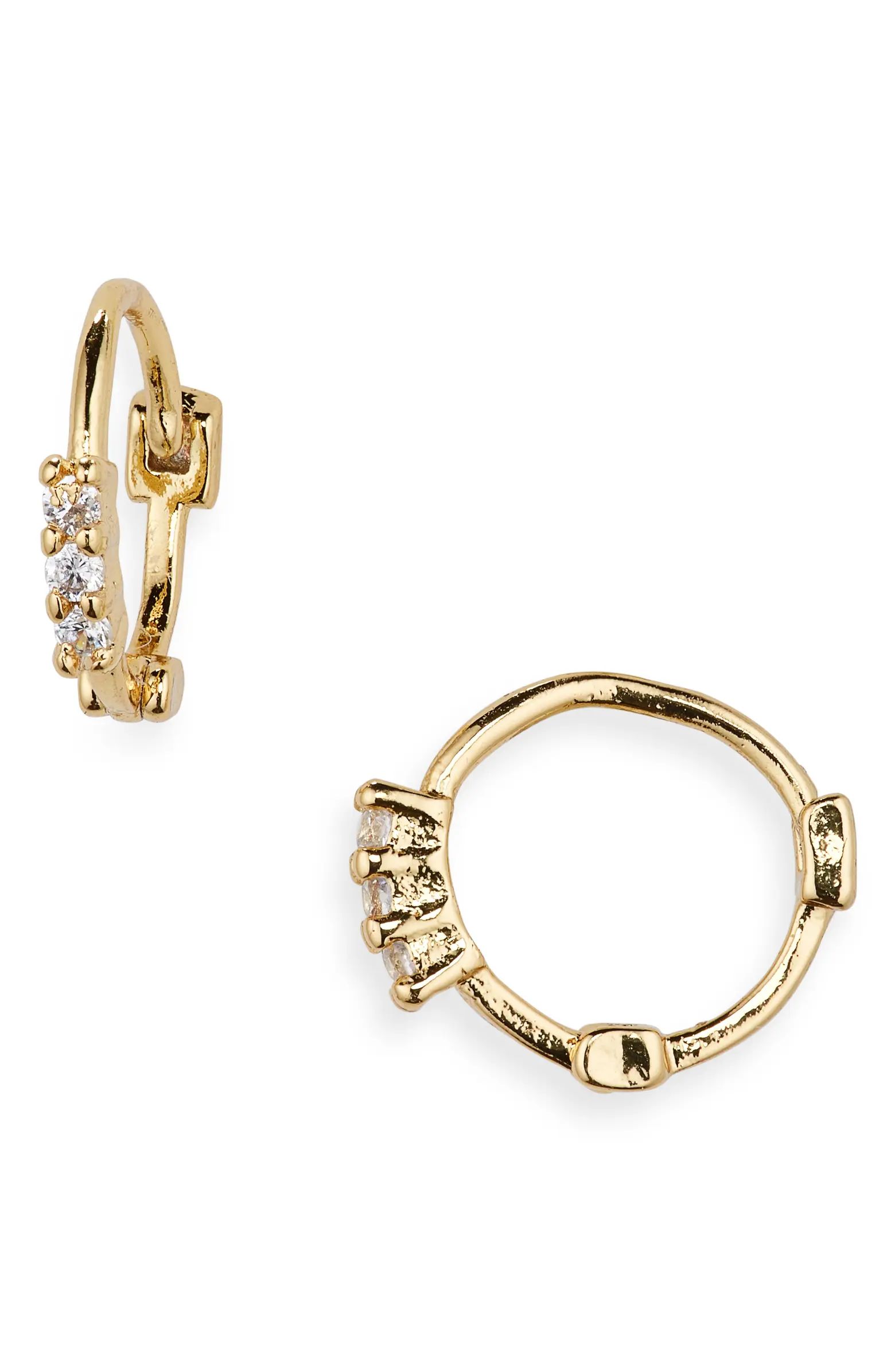 BP. 14K Gold Dipped Cubic Zirconia Huggie Hoop Earrings | Nordstrom | Nordstrom