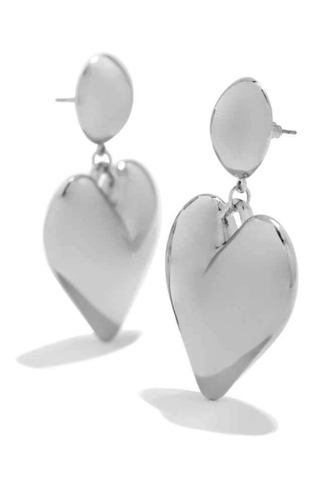 Miss Lola | Lovers Paradise Gold Puff Heart Statement Earring | MISS LOLA