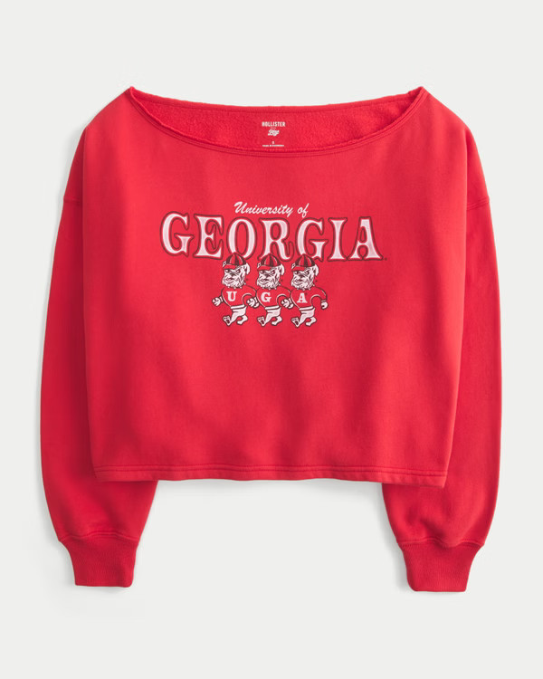 Women's Easy Double Off-the-Shoulder University of Georgia Graphic Sweatshirt | Women's Tops | Ho... | Hollister (US)