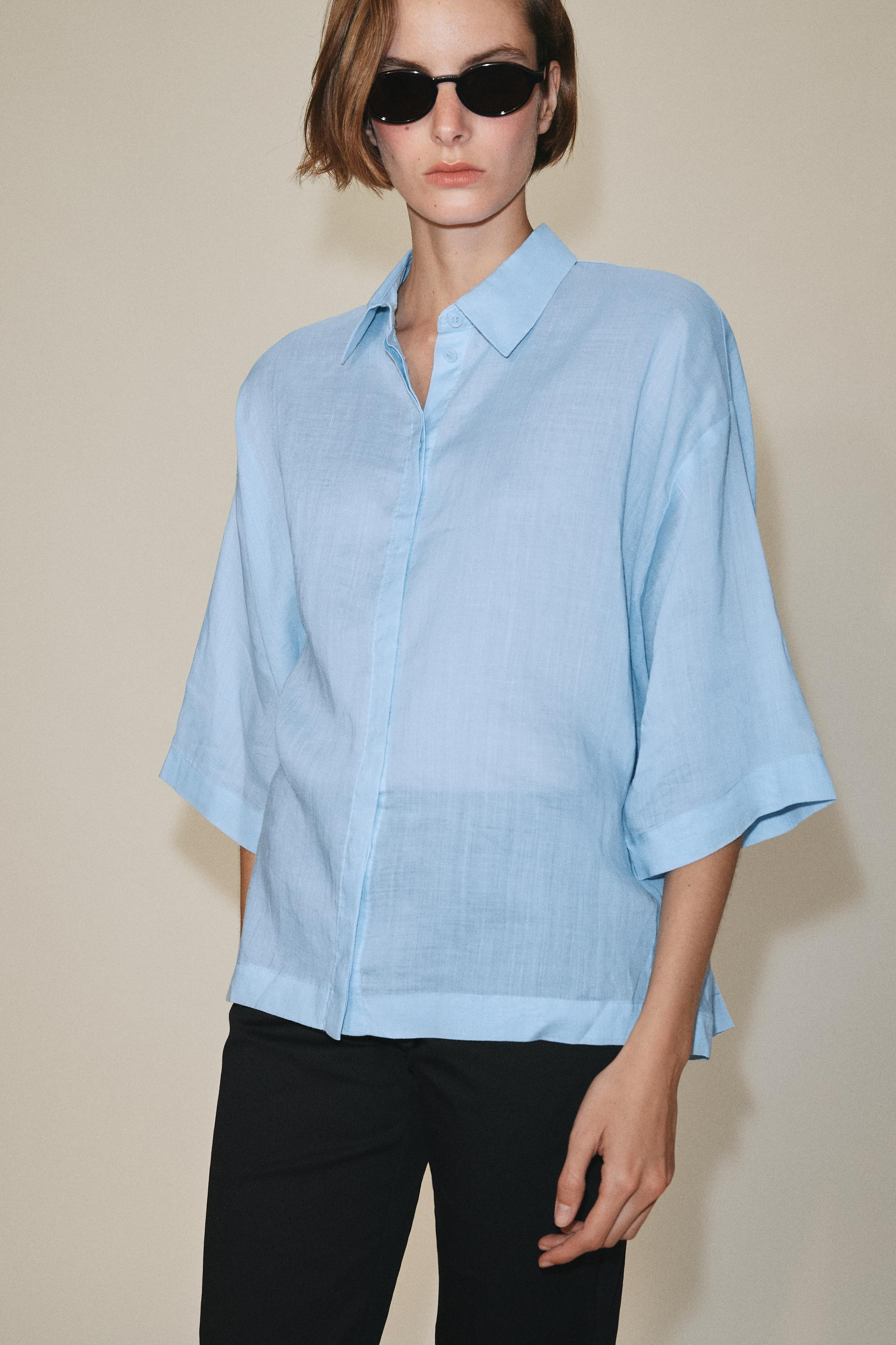 Zara - Zw Collection Oversize Flowing Shirt - White - Xs - Woman | Zara AU