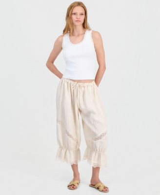Women's Lace-Trim Balloon Pants | Macy's