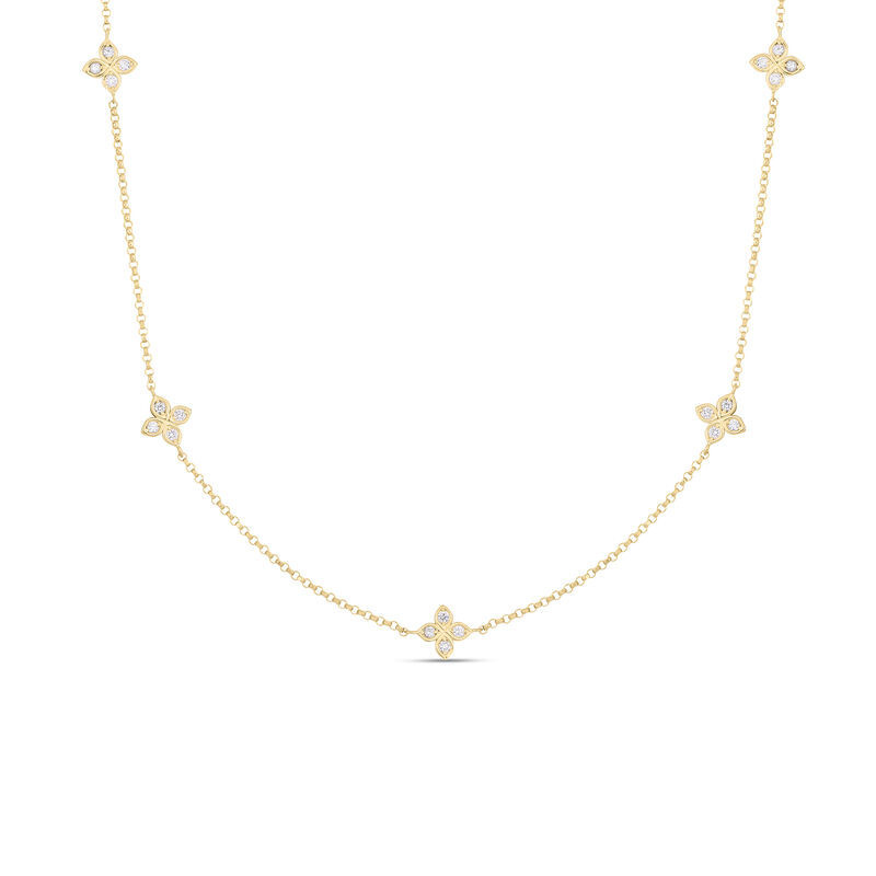 Roberto Coin 18K Yellow Gold Love By The Inch 5 Station Flower Necklace | Ben Bridge Jeweler