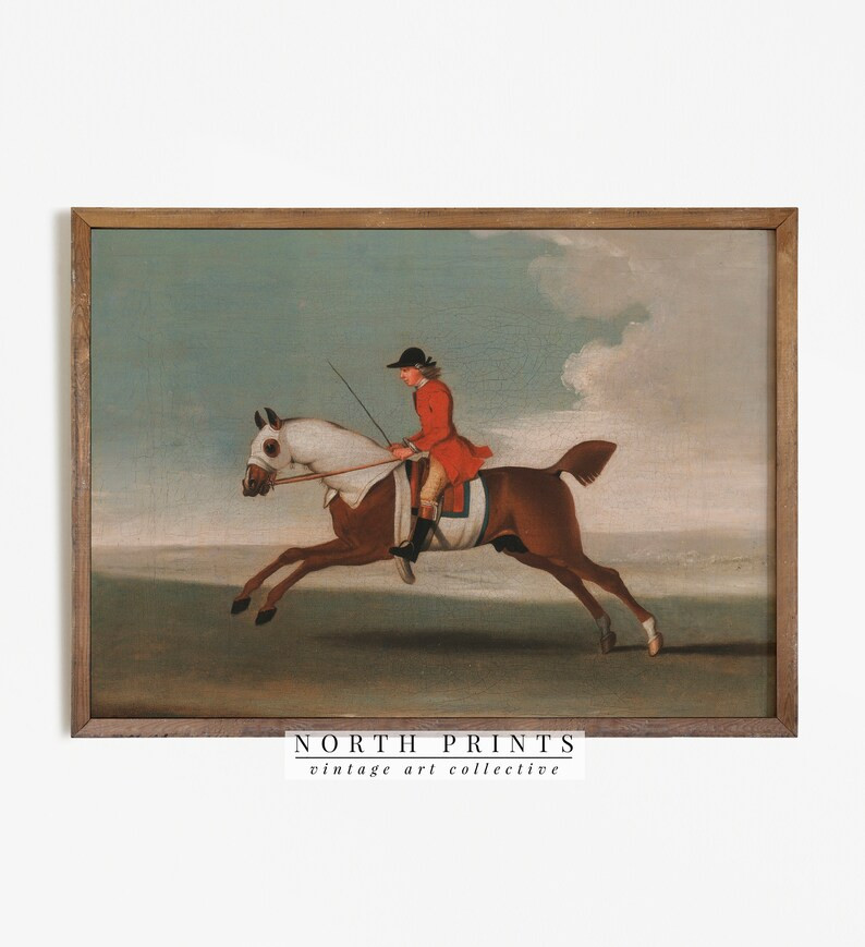 Antique Oil Painting  Vintage Race Horse Print Wall Decor - Etsy | Etsy (US)