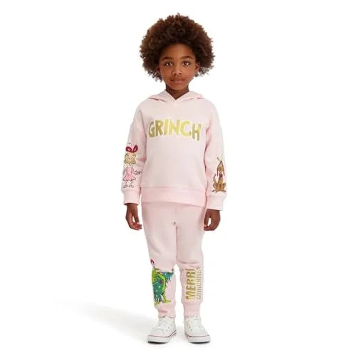 Unisex Printed Grinch Sweatshirt and Jogger Set, Pink, 3T | Walmart (US)