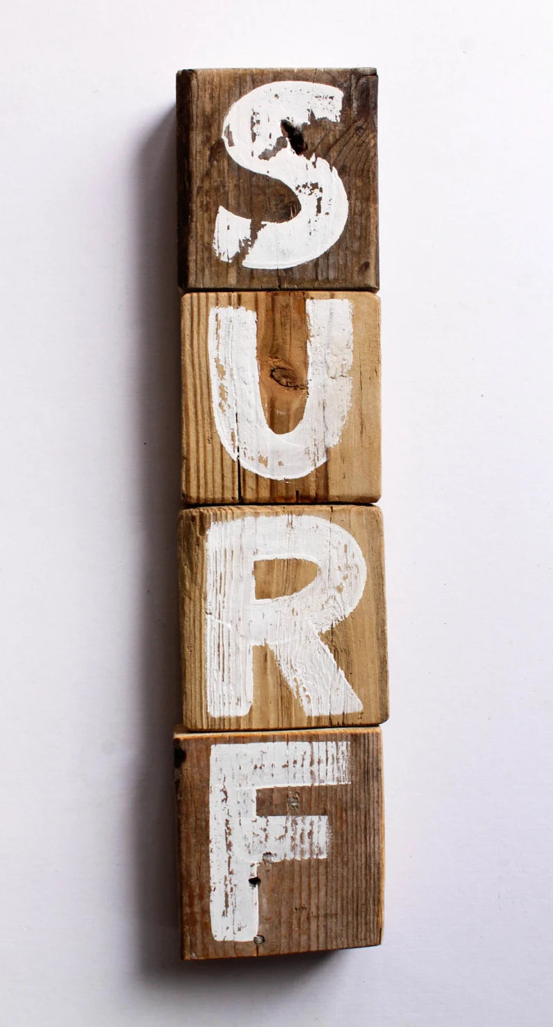 Surf Sign on Reclaimed Distressed Wood Beach Art Surf Shop | Etsy | Etsy (US)