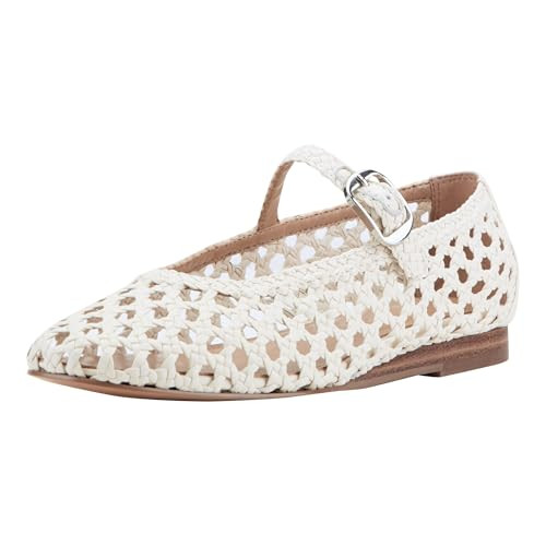 Marc Fisher LTD Women's Evonna Flat, White Leather 140, 8.5 | Amazon (US)