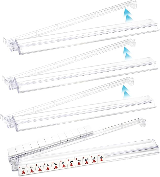 Non-Slip Mahjong Racks with Pushers Set of 4, 18'' Clear Acrylic American Mahjong Tile Racks/Tray... | Amazon (US)