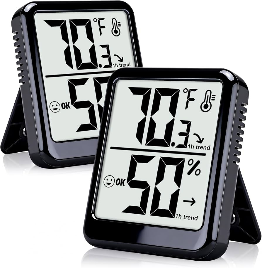 2-Pack Room Thermometer Indoor Hygrometer for Home, Temperature Humidity Meter, Humidity Gauge, D... | Amazon (US)