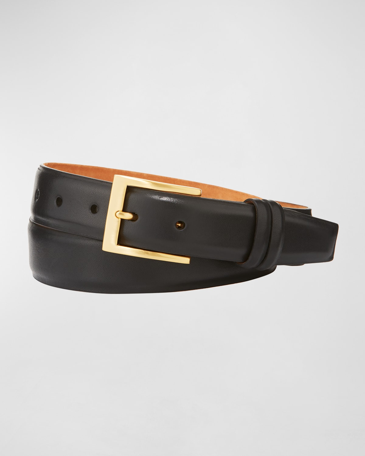 Basic Leather Belt with Interchangeable Buckles, Black | Neiman Marcus