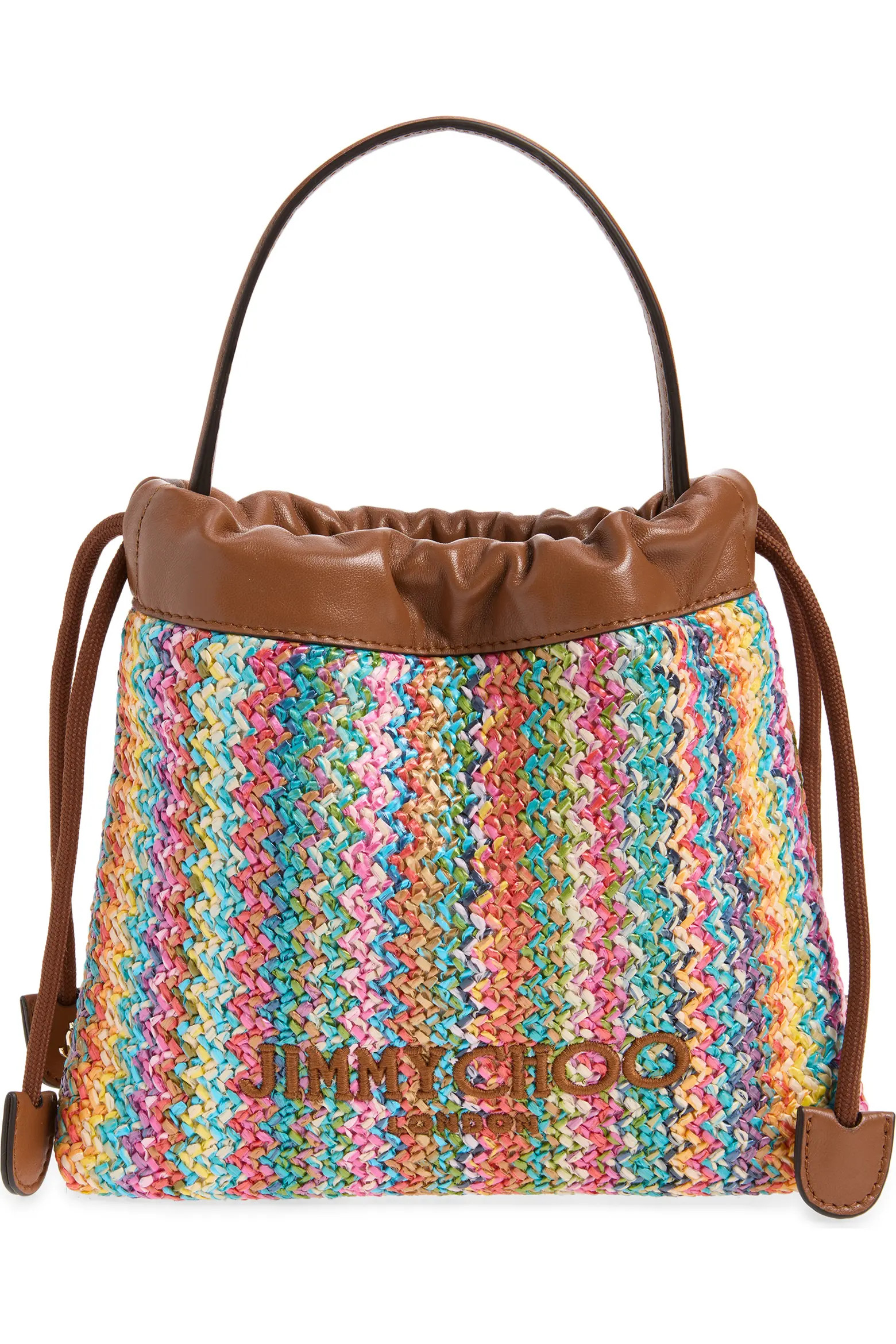 Jimmy Choo Chevron Raffia Drawstring Pouch (Women) | Nordstrom | Nordstrom