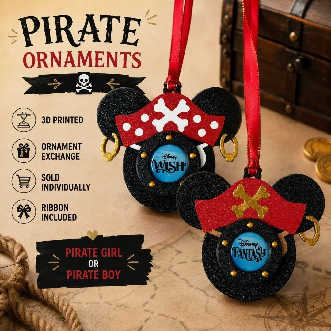 Pirate Cruise Ornament, Cruise Keepsake, Fish Extender Gift, Ornament Exchange, Pirate Gift, 3D Printed Keepsake | Etsy (Global)