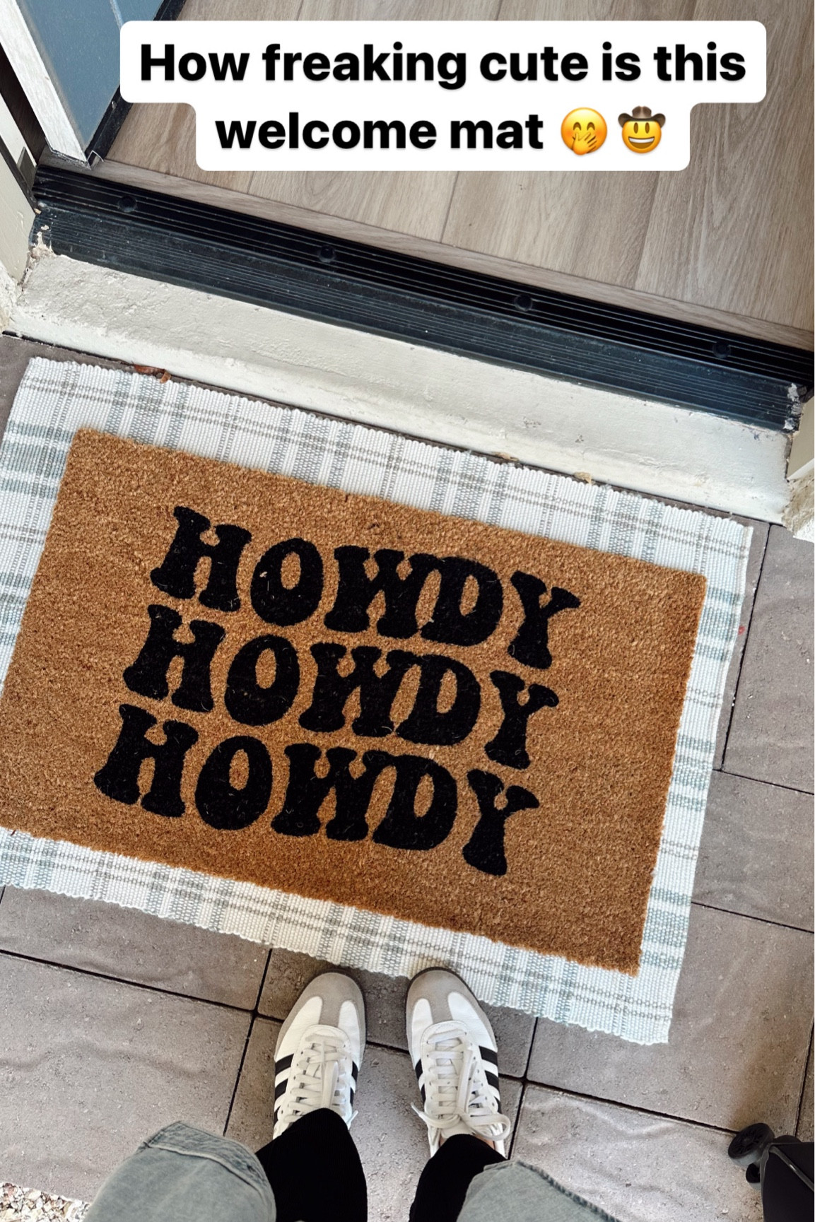 Obsessed with our new welcome mat from Walmart!!