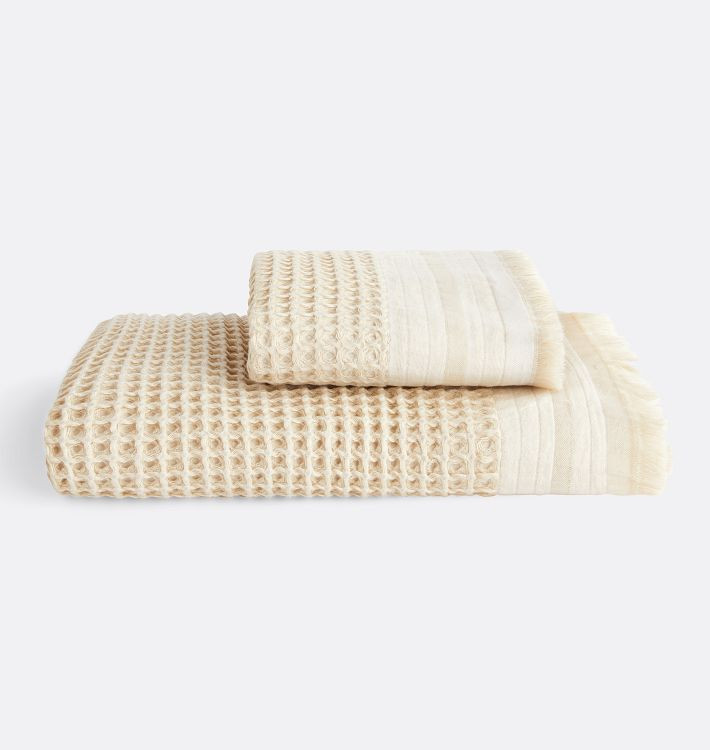 Waffle Knit Stripe Organic Cotton Towels | Rejuvenation