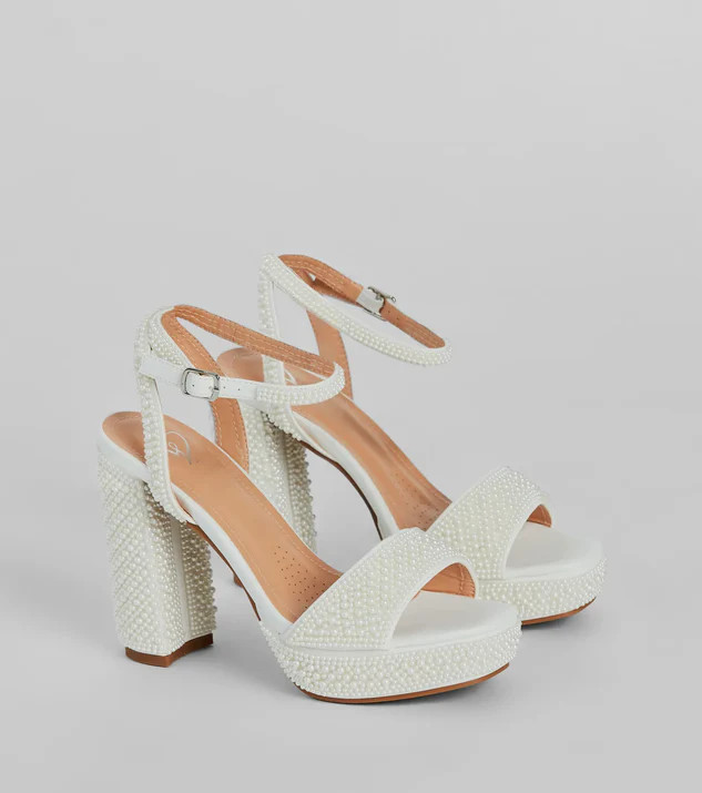 Elite Glam Faux Pearl Platform Block Heels | Windsor Stores