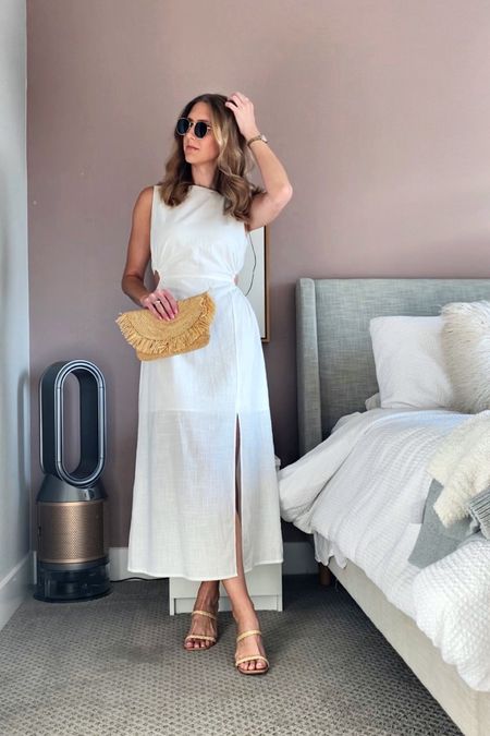 Love this white linen dress from Amazon! Under $50 and comes in a ton of colors - runs true to size #mididress #frenchriviera #style #cutout #summer 

#LTKstyletip #LTKunder100 #LTKxPrimeDay