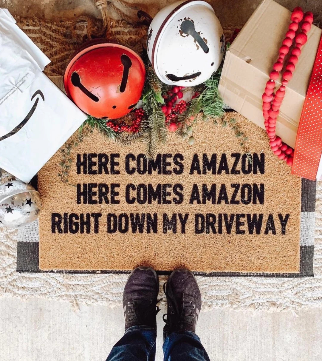 Here Comes Amazon Doormat, Funny Doormat, Christmas Doormat Funny Doormat, Cute Doormat, Home Dec... | Etsy (US)
