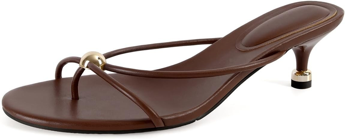 SOVANYOU Kitten Heel Sandals for Women Open Toe Flip Flop Heels Slip-on Thong Heeled Sandals | Amazon (US)