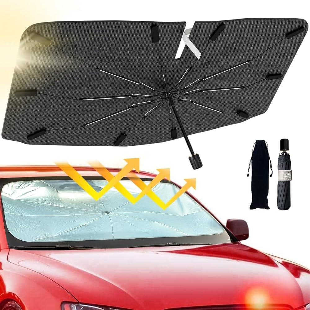 2025 Windshield Sun Shade Umbrella, Foldable Car Umbrella Sunshade with UV Block Car Front Window... | Amazon (US)