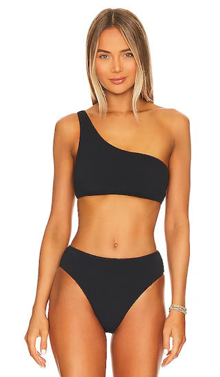One Shoulder Bikini Top | Black Bikini Set | Black Swimsuit | Black Bathing Suit High Waisted Bikini | Revolve Clothing (Global)