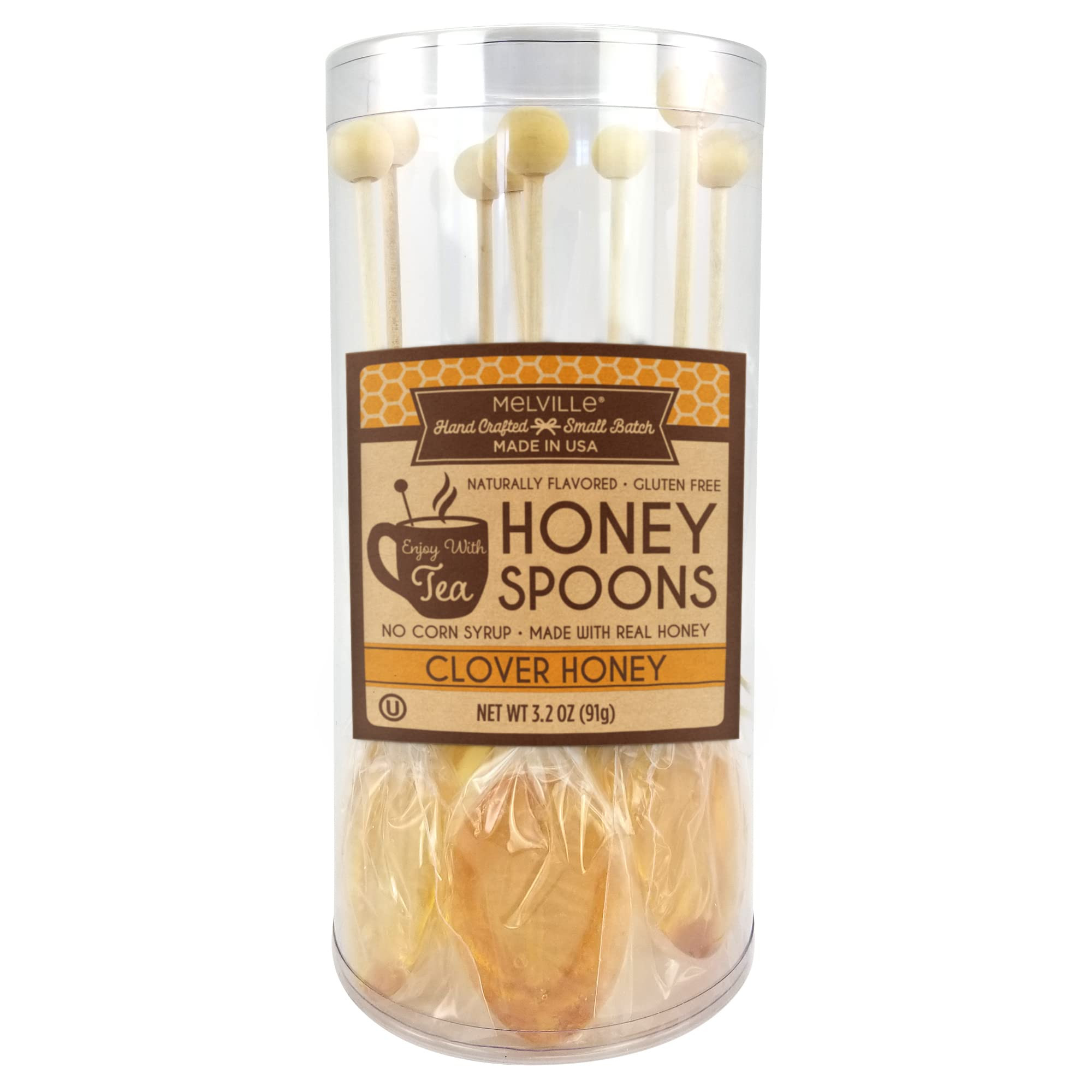 Melville Candy Gourmet Honey Spoons - Naturally Flavored Stirrers for Beverages - Real Clover Honey, | Amazon (US)