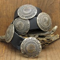 Southwest Sterling Silver Concho Belt On Black Leather | Etsy (US)