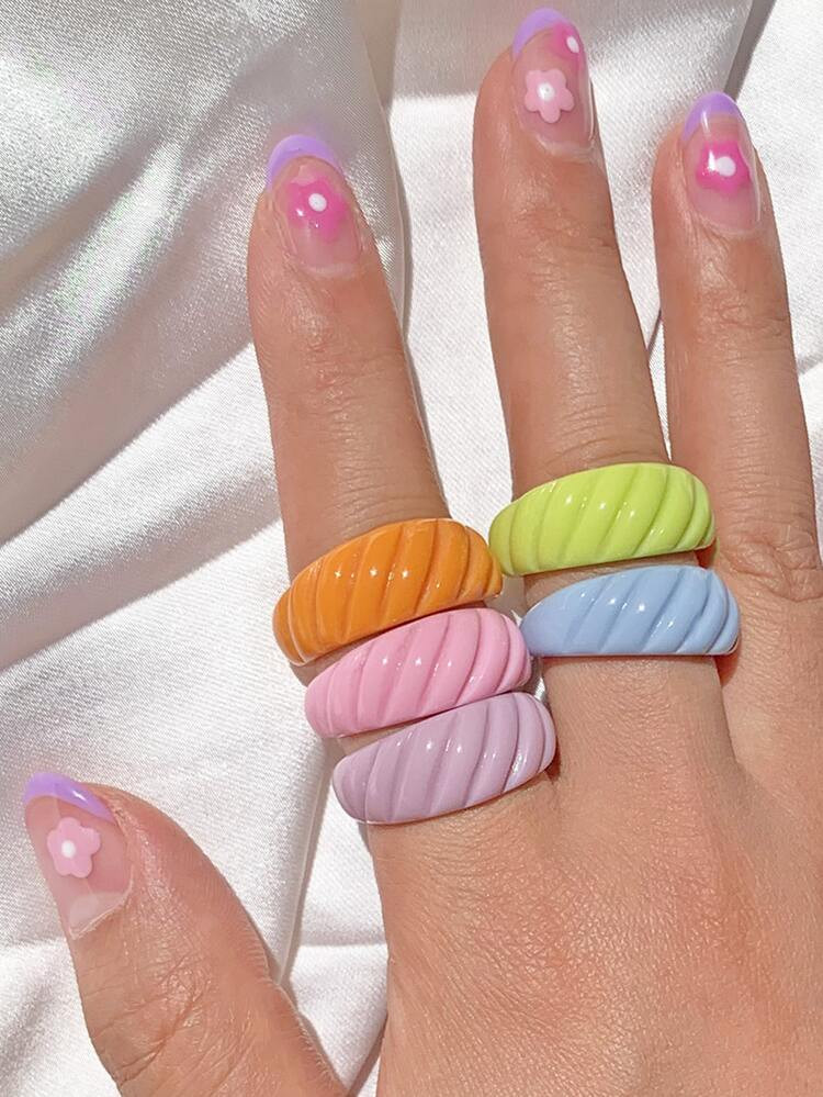 5pcs Textured Ring | SHEIN