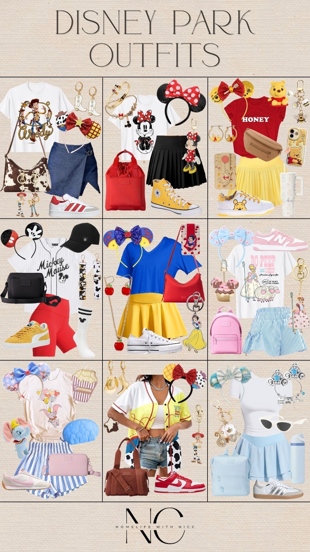 Styling @Dagne Dover for  Disney!! 🩵 I love dressing for Disney trips (whether at the parks or on the cruises) by picking a character or theme! One of my favorite parts of Disney World and Disney Land are seeing everyone’s outfits and bags! Yall know I’m a huge Dagne Dover Fan and their bags are great for both travel and everyday! So for fun, I styled some Disney outfits and wouldn’t ya know it, there’s was a Dagne Dover bag to match each theme/fit!! What do we think?! Which is your fave?? Woody, Minnie, Winnie the Pooh, Mickey, Snow White, Bo Peep, Dumbo, Jessie, or Cinderella?? 🥰🫶🏼 Don’t worry! I’ve saved each individual outfit too so you can see it better and view each item linked!

#LTKmomlife #LTKKids #LTKTravel