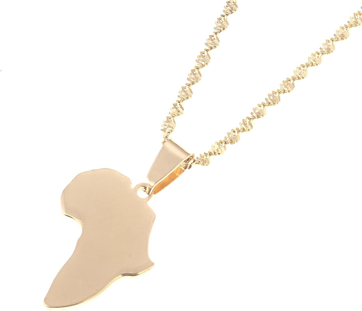 Stainless Steel African Map Pendant Necklace Jewelry Map of Africa Jewelry | Amazon (US)