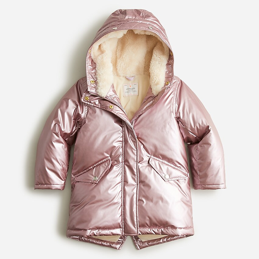 Girls' metallic puffer jacket with PrimaLoft® | J. Crew US