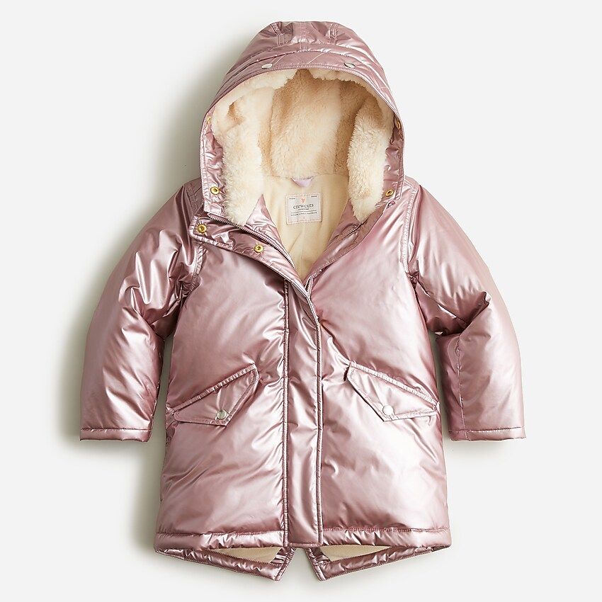 Girls' metallic puffer jacket with PrimaLoft® | J.Crew US