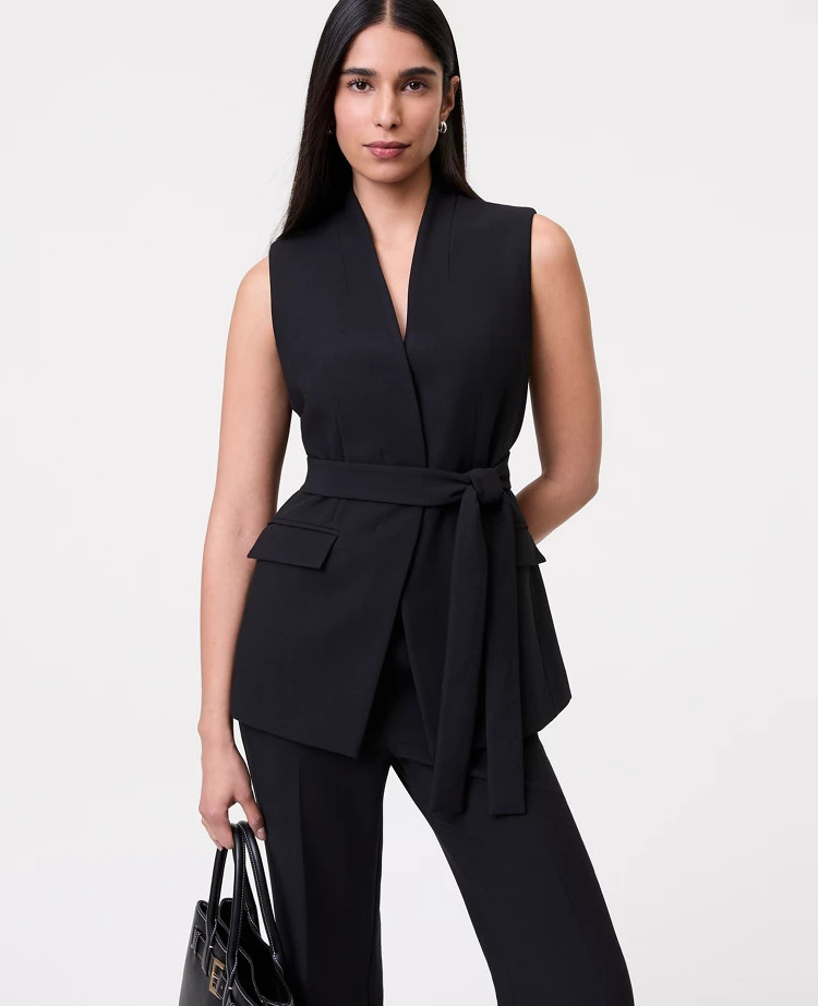 The Belted Long Vest | Ann Taylor