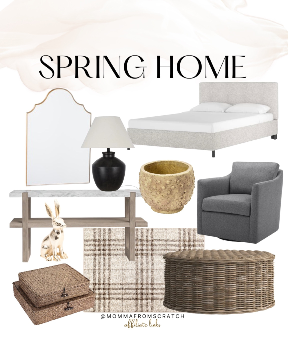 Spring home decor, warm home accents, vase, baskets, cole table, entryway decor, area rug, Walmart, upholstered bed, rattan coffee table, textured decor

#LTKstyletip #LTKhome #LTKSeasonal