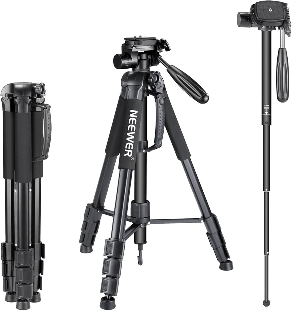 Neewer Portable Aluminum Alloy Camera 2-in-1 Tripod Monopod Max. 70"/177 cm with 3-Way Swivel Pan... | Amazon (US)