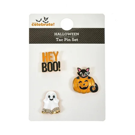 Way to Celebrate Halloween Goldtone "Hey Boo" Novelty Pins Set, 3 Pieces | Walmart (US)